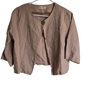 Linen Bolero Cropped Jacket By Linenfairytales Natural Beige Small